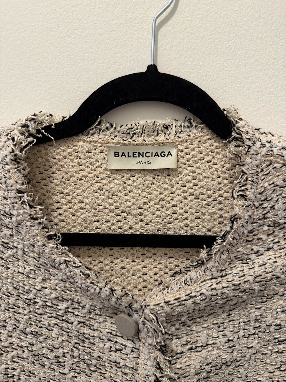 2015 Balenciaga Cream & Black Tweed Button-Front Cardigan Jacket - Picture 3 of 10